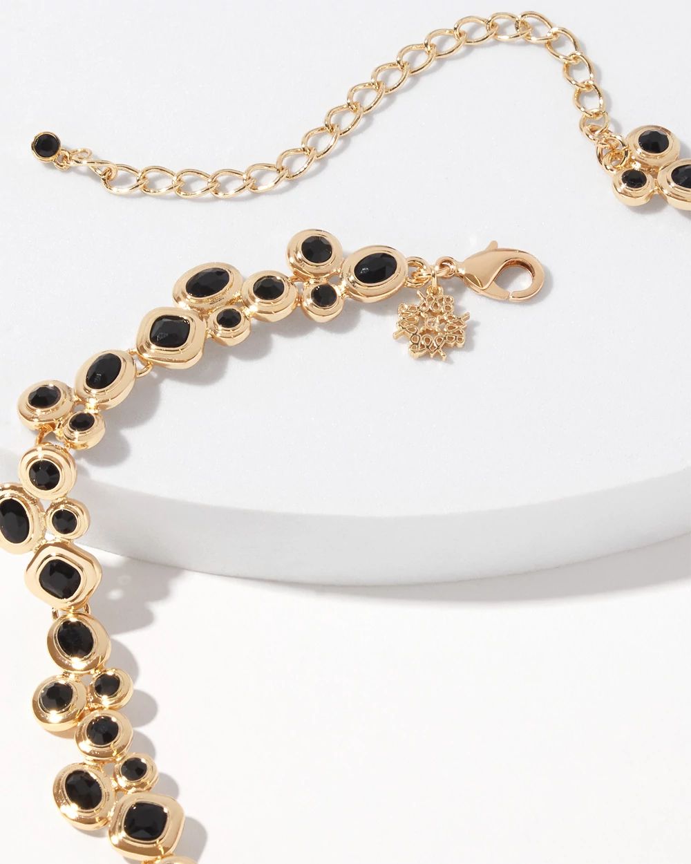 Black and gold statement necklace discount
